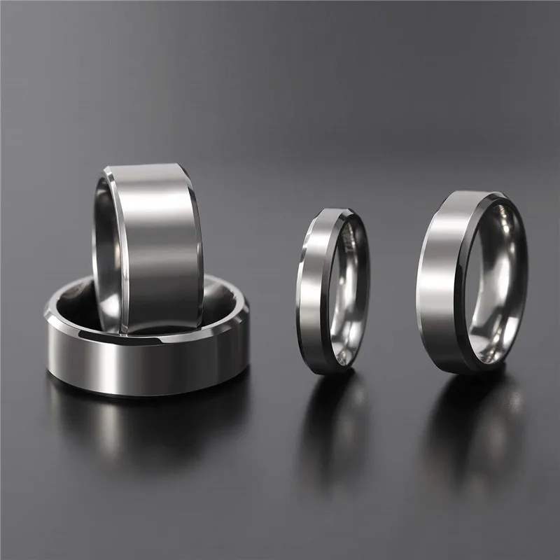 Tigrade 4/6/8/10mm Silver Color Men's Titanium Ring Brushed Man Wedding Band Engagement Rings Male Jewelry Couple anel feminino 3
