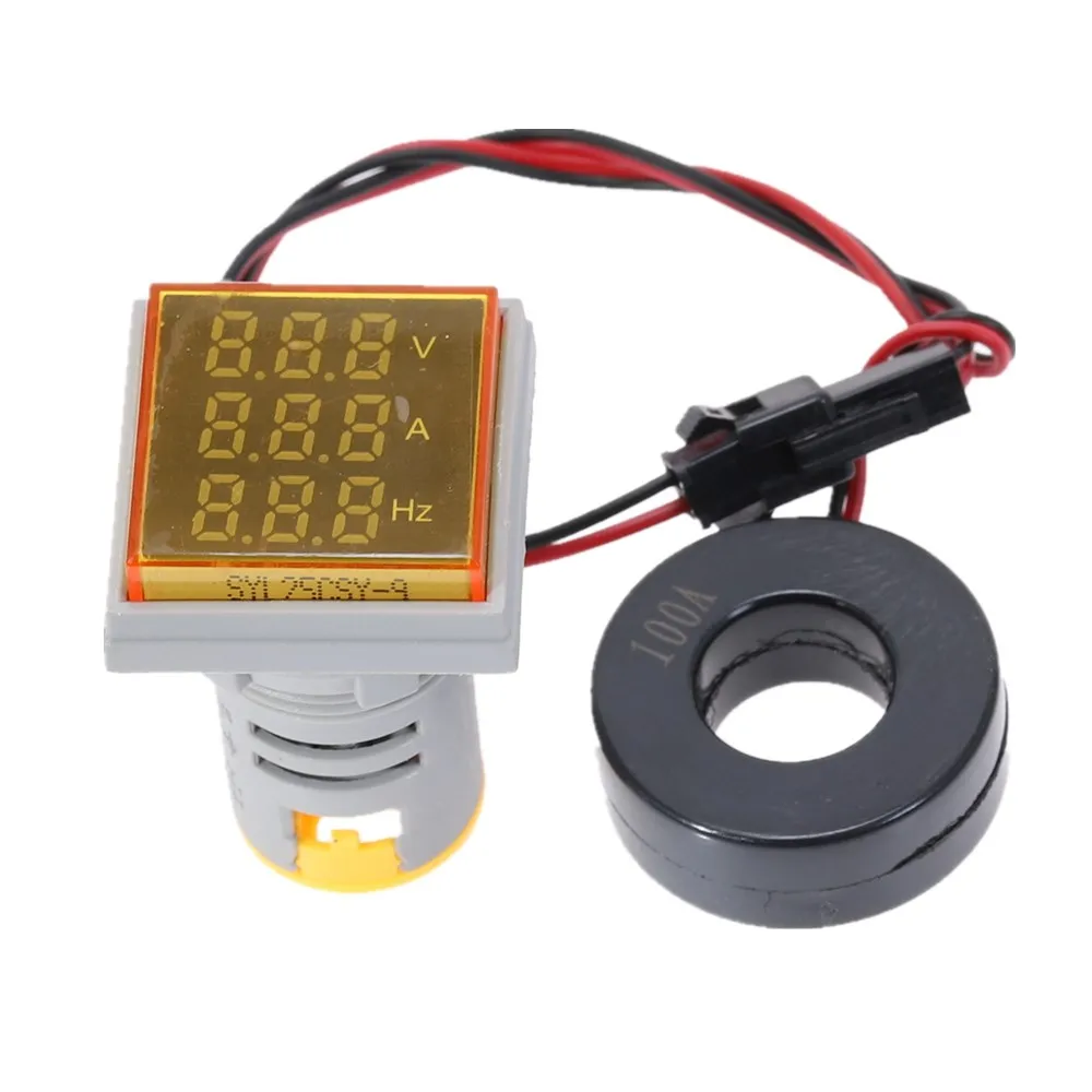 22 мм мини-индикатор светодиодный светильник цифровой вольт-усилитель HZ измерительный AC50-500V 0-100A 0-99Hz метр