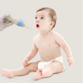 

1Pc Squeezing Feeding Bottle Silicone Newborn Baby Training Rice Spoon Infant Cereal Food Supplement Feeder Safe Tableware Tools