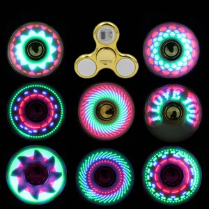 Plating Luminous Fidget Spinner LED Flash Light Various Patterns Change Smooth Hand Spinner Gyro Glow in the Dark Stress Relief