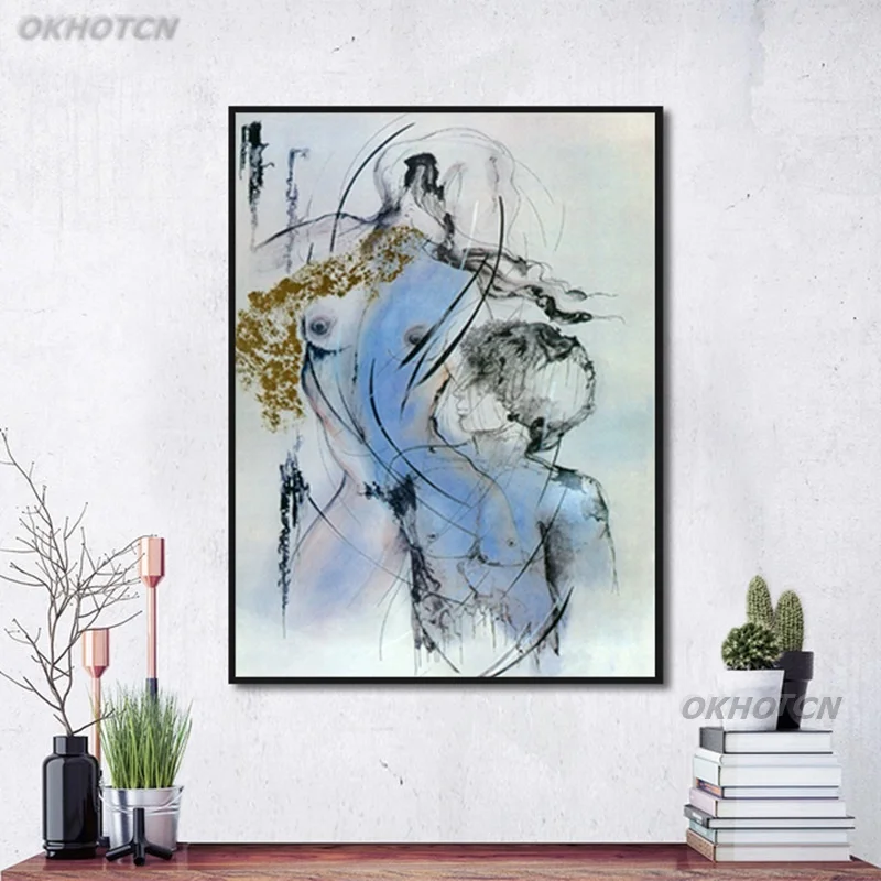 Nordic Abstract Nude Women Canvas Painting Modern Poster Wall Art Home Decor