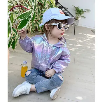 

pink Silver Spring fall Letter Windproof Hoodie Jacket Coat Kids Boys Outerwear Boy Fashion reflective Coat Glossy girls Coats