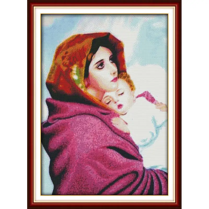 Joy Sunday Holy Mother Son Jesus DIY Painting Counted Printed Canvas DMC 14CT Cross Stitch Needlework Embroidery Kits | Дом и сад