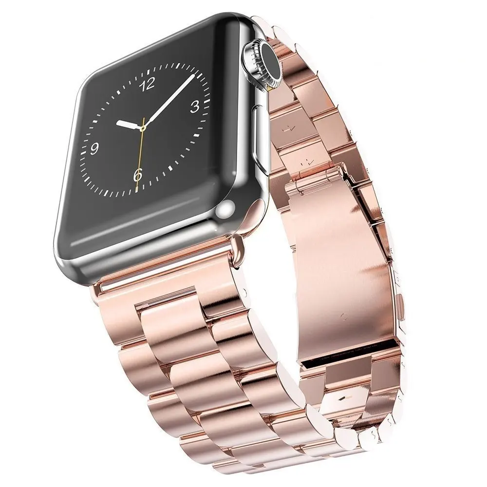 Ремешок из нержавеющей стали для Apple Watch, умный ремешок, металлический ремешок для часов, черный, серебристый цвет, 38, 40, 42, 44, браслет с застежкой, серия 4, 3, 2, 1