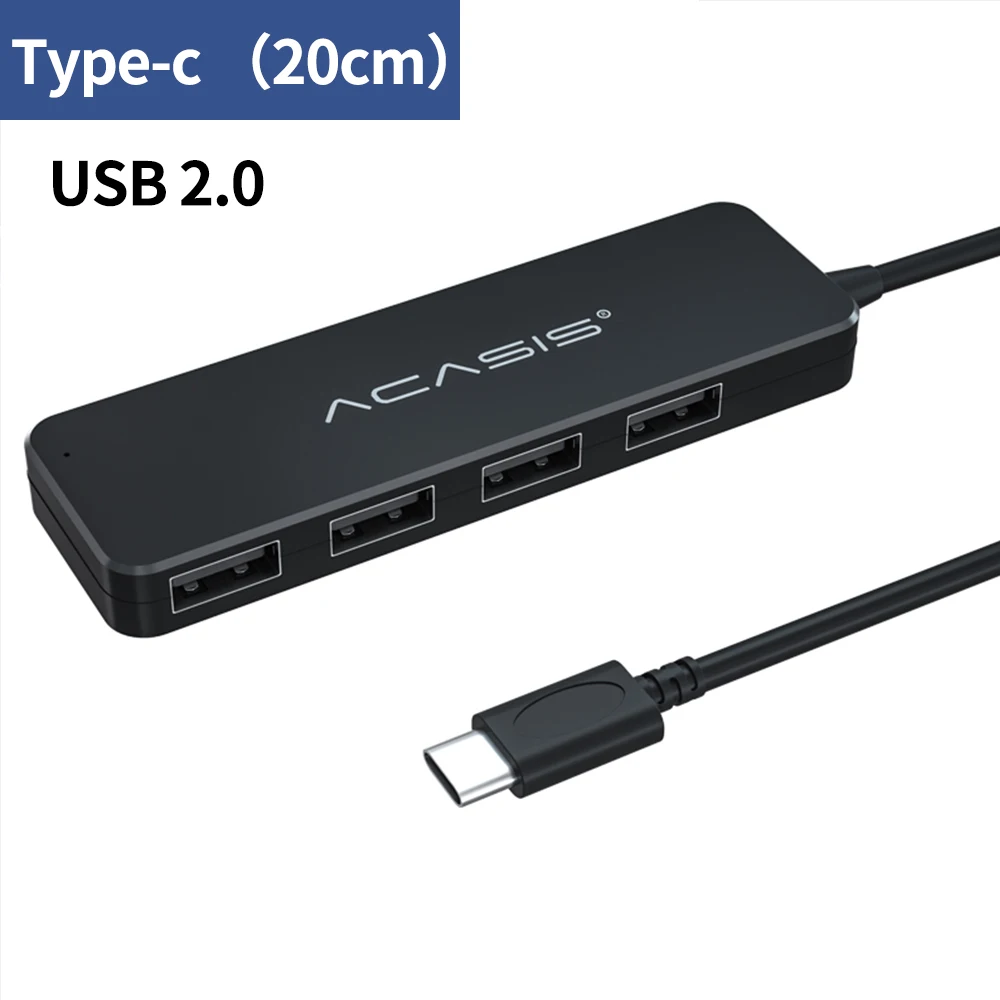 Acasis Тип C док-станция USB C 4 Порты и разъёмы концентратор 3,0 USB 2,0 разветвитель для MacBook Pro поверхностный адаптер с Micro usb-хаб для портативных ПК - Цвет: type c 2.0(20cm)