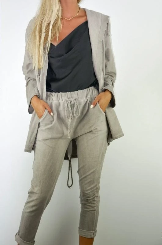 GREYMODA PANTALÓN MUJER FELPA DOBLADILLO серый Moda