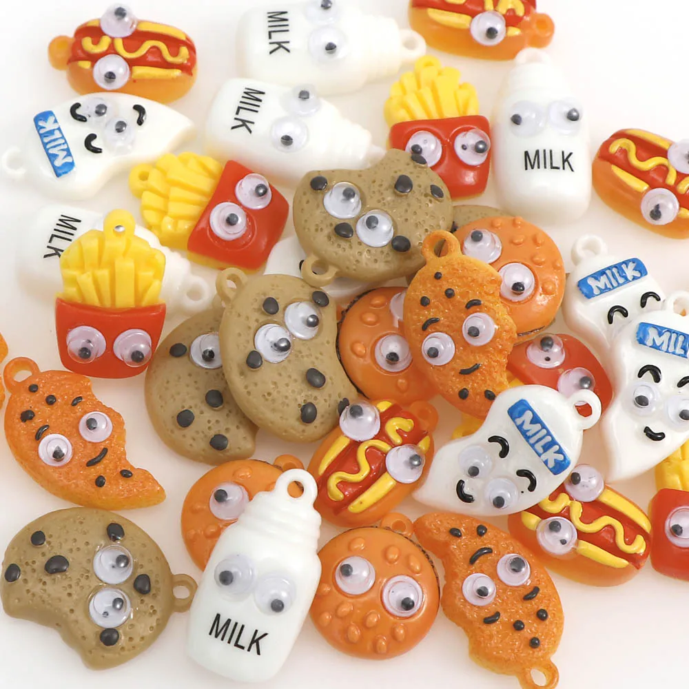 20 шт. новые мини милые молоко и печенье гамбургер еда с глаз плоские