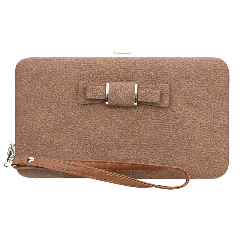 Light Brown Модный браслет женский длинный клатч бумажник большой емкости бумажники, Женский кошелек женские кошельки телефон карманный держатель карты Carteras - Цвет: Light Brown
