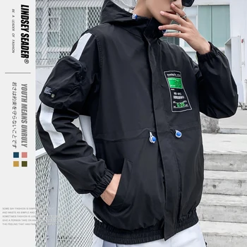 

Lindsey Seader Zipper Open Jacket Men New 2020 Autumn Hip Hop Hooded Cargo Style Front Pocket Casual Windbreaker Streetwear Coat