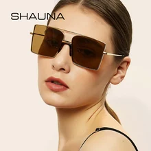 Шауна негабаритный женщин Квадратные солнцезащитные очки моды плоские Lenes оттенков мужчин