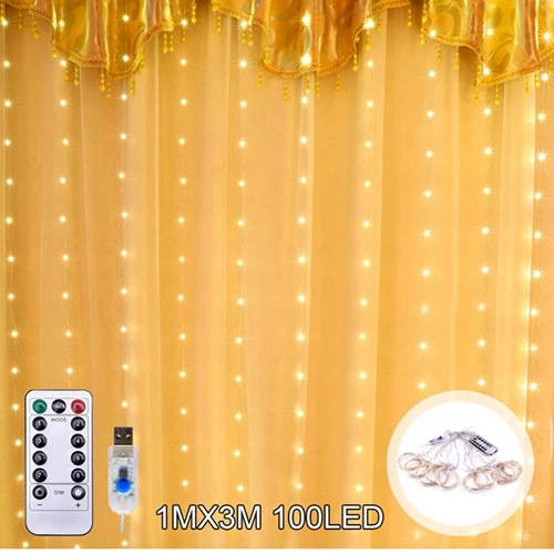1MX3M 100LED FENGRISE светодиодный гирлянда, винтажные Свадебные украшения в деревенском стиле, украшение для свадьбы, дня рождения, вечеринки, домашний праздничный вечерние товары - Цвет: 1MX3M 100LED