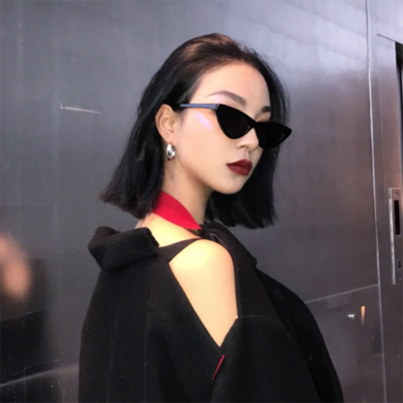 Бабочка хип-хоп забавные bf солнцезащитные очки Harajuku Ulzzang треугольник кошка Винтаж Пара Лето кошачий глаз солнцезащитные очки