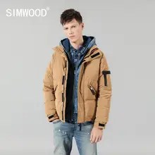 SIMWOOD, зимний теплый пуховик для мужчин, 90%, серый пуховик, Мужская, модная повседневная верхняя одежда со стоячим воротником размера плюс 180292