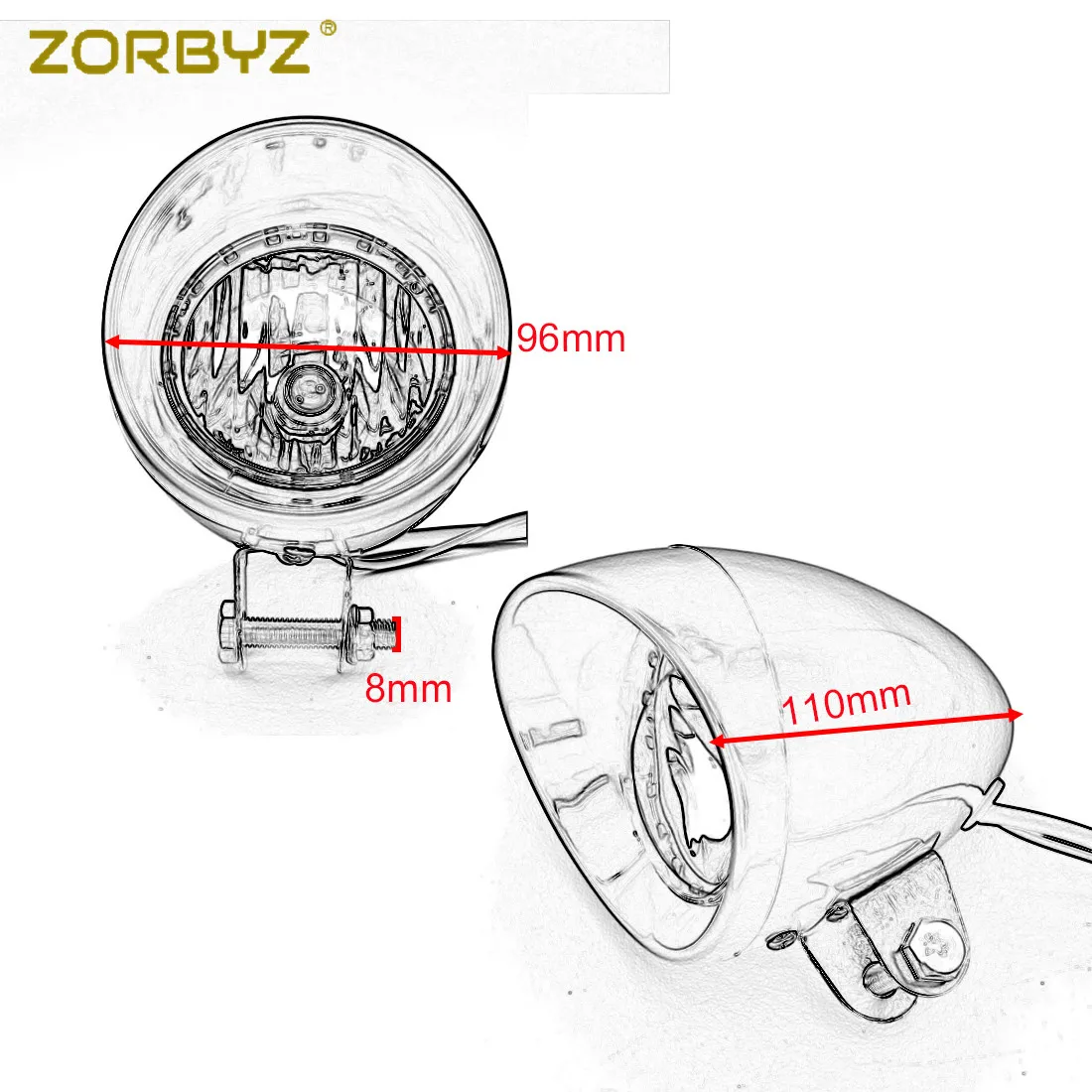 ZORBYZ хром ABS светодиодные пулевидные фары противотумансветильник с белым