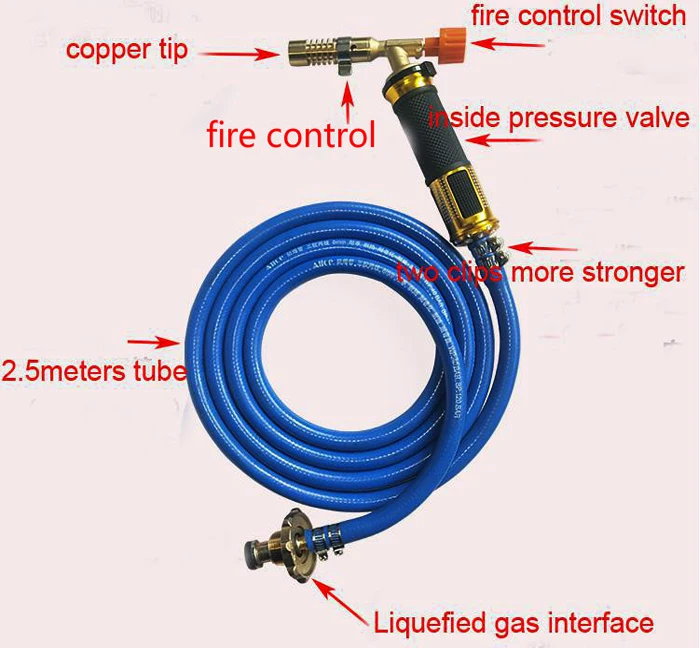 Электронное зажигание, сварочный пистолет со сжиженным газом, фонарь, комплект со шлангом 3 м для пайки, для приготовления пищи, пайки, нагрева, освещения, уничтожения сорняков