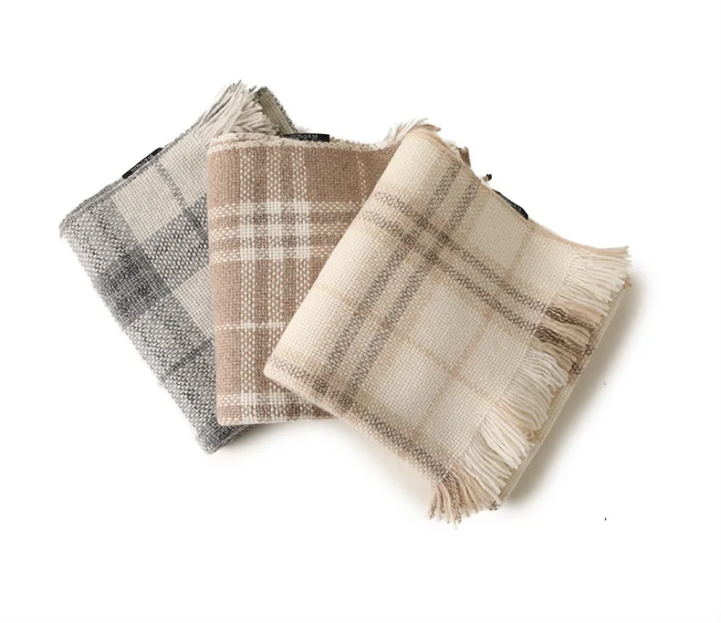 Naizaiga Cashmere thicken plaid women shawl camel warm winter scarf,SN258