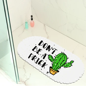 

Rainforest Style Cactus Bathroom Decor Oval Shower Pad Non-slip Sucker Bath Mats Bathroom Carpet Individuality PVC Shower Rug