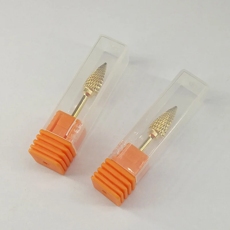 Carboneto de Tungstênio Bits para Manicure Acessórios da Broca do Unha Livre do Prego Pçs de Ouro Unha Broca – 32 Cone Rebarbas Elétrica 10 Bit 3
