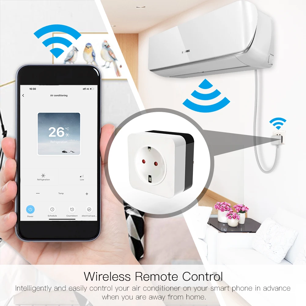 16A WiFi Air Conditioner Wall Plug Socket Outlet Companion IR Remote Controller Smart Life Tuya APP Work with Alexa Google Home