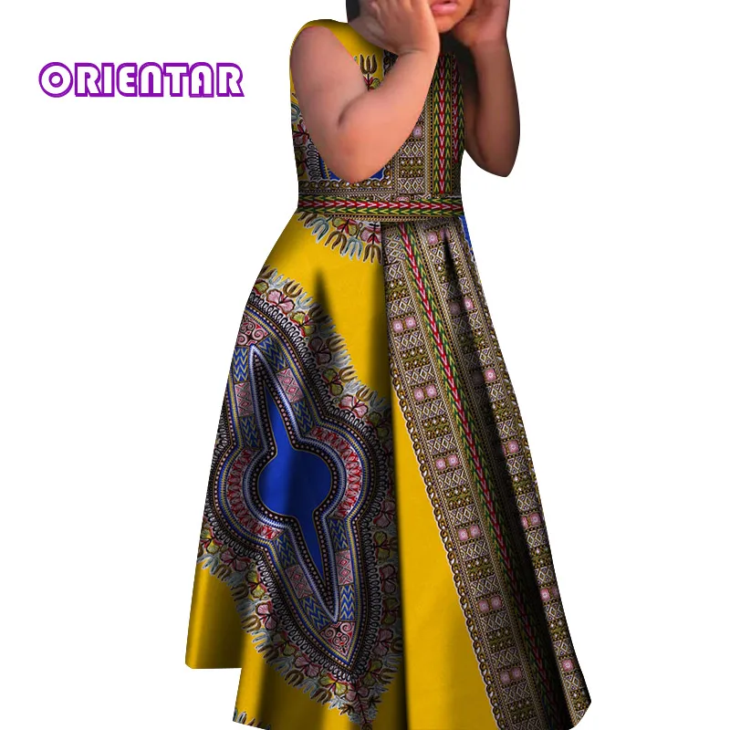 Детское платье в африканском стиле с принтом Дашики; детское бальное платье без рукавов для девочек; Модное Длинное платье принцессы в африканском стиле; WYT452