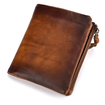 

BAOERSEN Leather Short Purse Clutch Bag Coin Pocket Cash Credit Card Holder Money Bags Men Bifold Zipper Wallets