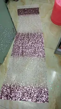 

embroiderd lace fabric DiuDiu-9.9201 with sequins beautiful Nigerian sequins lace fabric for party dress