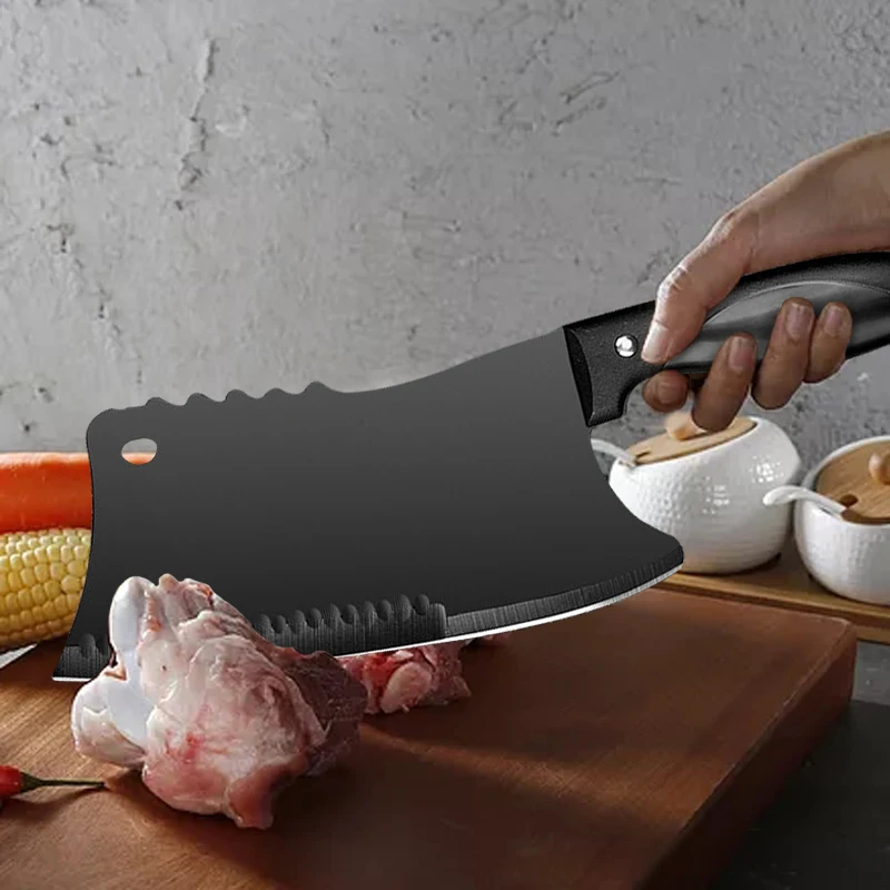 SHUOJI Butcher Knife Stainless Steel Bone Chopping Knife Meat Vegetables  Slicing Cleaver High Hardness Kitchen Chef Cutter Tools