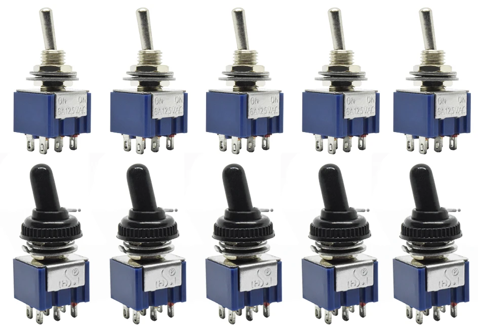 5 шт. 10 шт. MTS-102 103 MTS-202 203 тумблер 6A 125VAC on SPDT 6 мм мини-переключатель DPDT on off on водонепроницаемая крышка