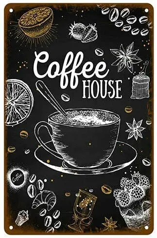 Coffee Wine Retro Pub Bar Decoration Tin Sign Shabby Chic Home Decor Plaque Metal Vintage-Tin 8x12 Inch | Дом и сад