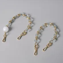 All-match Transparent Bag Handle Retro Metal Mixed Chain Bag Accessories Golden Metal Bracelet Detachable Stylish Acrylic Chain