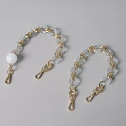 All-match Transparent Bag Handle Retro Metal Mixed Chain Bag Accessories Golden Metal Bracelet Detachable Stylish Acrylic Chain