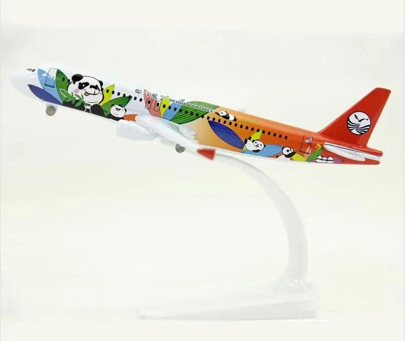 A320 Panda 16 см Китай Сычуань авиалиний Airbus A320 панда Самолет Металлическая модель самолета игрушки с колесом коллекционный подарок - Цвет: A320 Panda