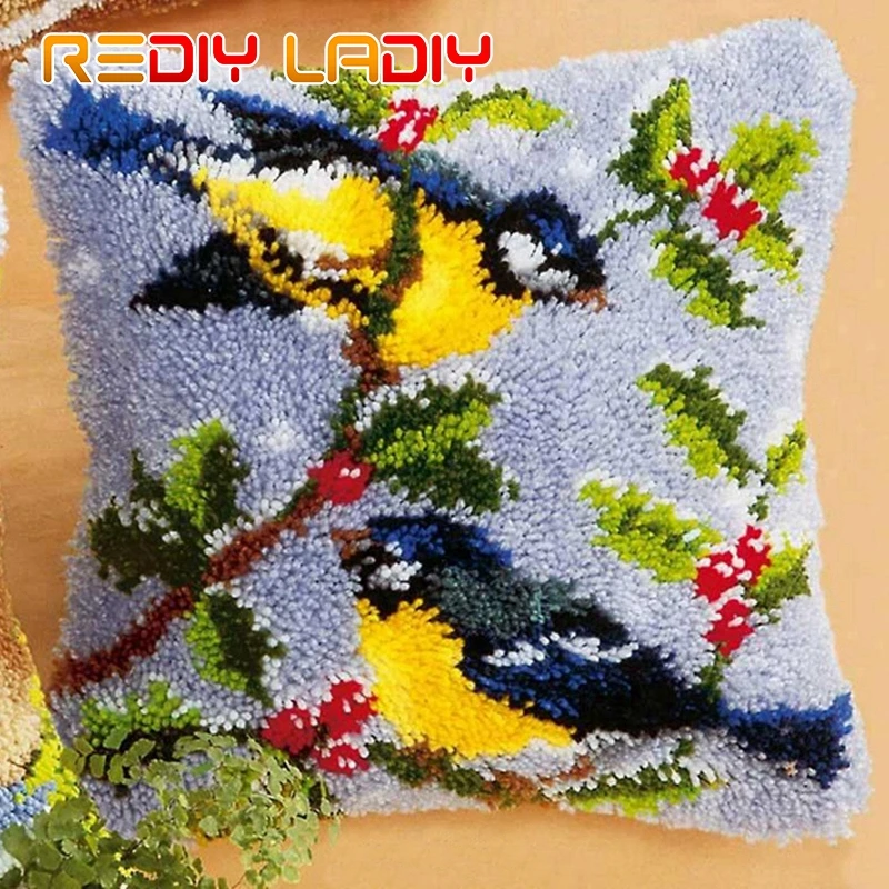 Rediy Latch Hook Cushion Kits Lover Birds Pillows Wedding Decoration