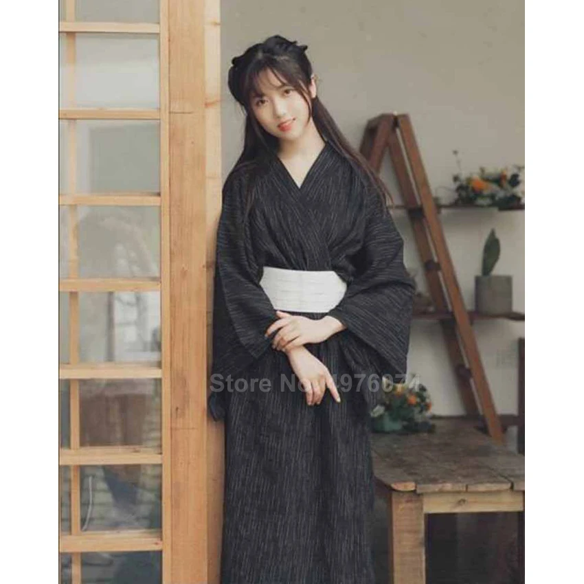 Traditional Japanese Women Kimono Dress Spa Sauna Bathrobe Yuakata with Belt Loose Plus Size Gown japanese kimono