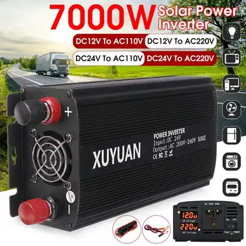 

7000W Solar Power Inverter 12V/24V to 110V/220 Voltage Modified Sine Wave+2 LED Display USB Car Charge Converter Transformer