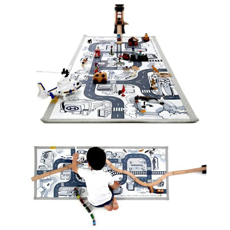 

Baby Cotton Play Learning road Mat For Kids Traffic Exercise Tiles Floor Carpet RugPlaymat Crawling Mat 150*60CM DropShipping