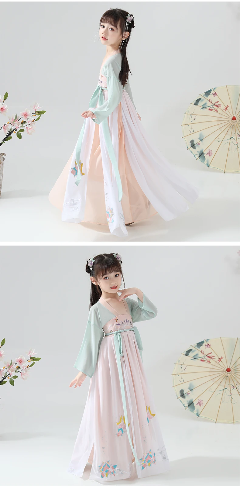 Hanfu/платье феи для девочек; традиционная китайская Классическая Одежда для танцев; праздничный наряд; платье для фотосъемки в народном стиле ретро