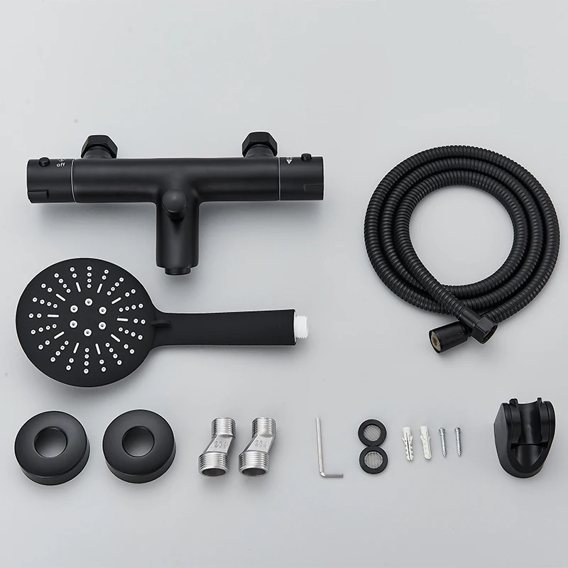 Matte Black Thermostatic Shower Faucet Bathroom Thermostatic Mixer Tap Bath Mixing Valve Chrome Bathtub Faucet