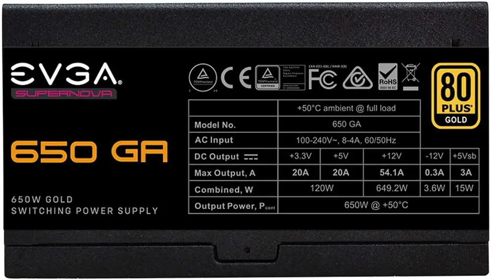 EVGA SuperNOVA 650 Ga 80 Plus Gold 650W полностью модульный эко режим с Dbb вентилятором компактный