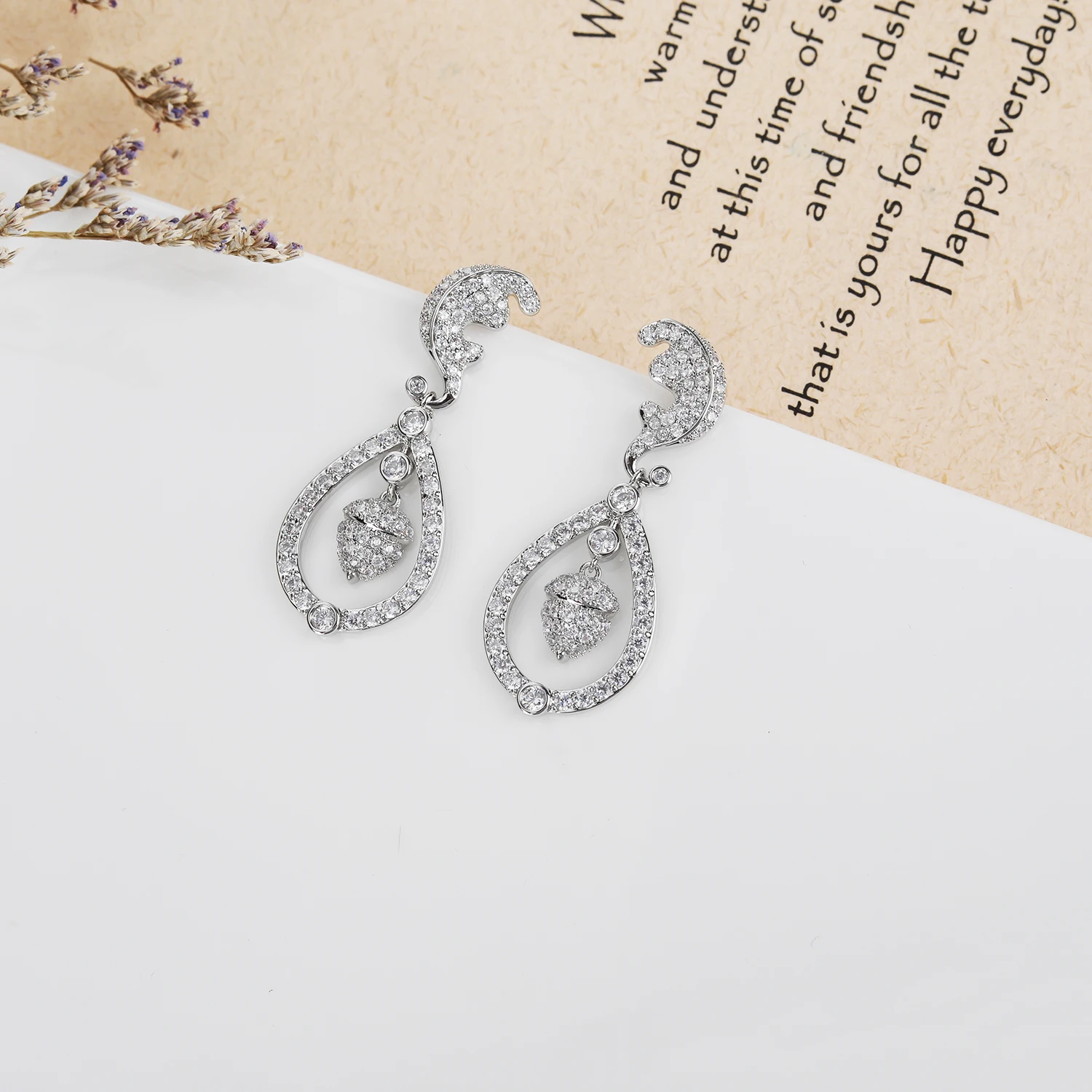 Cubic Zircon CZ Princess Kate Middleton Earring,Wedding Dangle Earring for Bridal Women Girl Prom Jewelry CE11128A 5