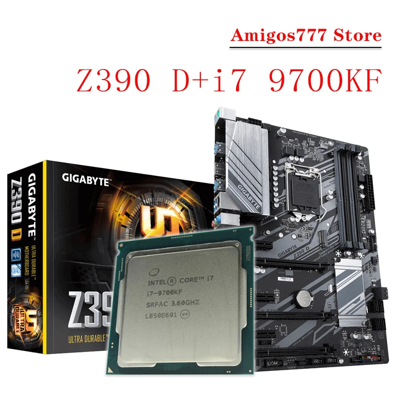 

LGA1151 Gigabyte Z390 D With Intel Core i7 9700KF Motherboard Combo i7 9700KF CPU Combo Intel Z390 Gaming Placa-mãe 1151 Mining