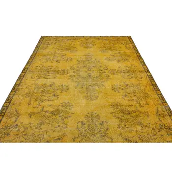 

Handmade Yellow Vintage Overdyed Turkish Area Rug 205x316 Cm-6'9''X10'4''