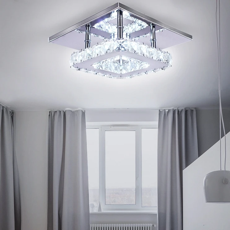 Contemporary Led Light Bar Ceiling Chrome Crystal Square Shape In Ceiling Led Lights Fancy Ceiling Light Night Club Home Bedroom Ceiling Lights Aliexpress