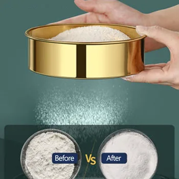 

Kitchen Handheld Round Flour Sieve 304 Stainless Steel Baking Sieve Duster Kitchen Tools Gadget