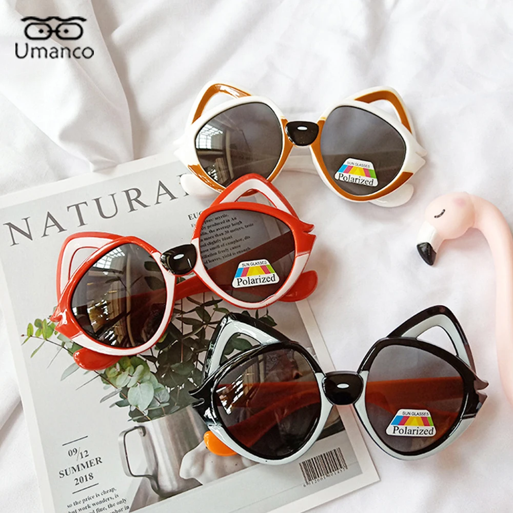 Gafas de sol polarizadas de dibujos animados para niños y montura de Gel suave de seda, con de zorro, color gris|Gafas de sol de niña| - AliExpress