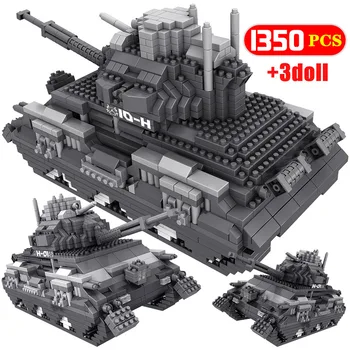 

Diamond Mini Blocks Military WW2 Army Tank Model Building Blocks Soldier Figures Bricks Educational Toys for Children 1350pcs