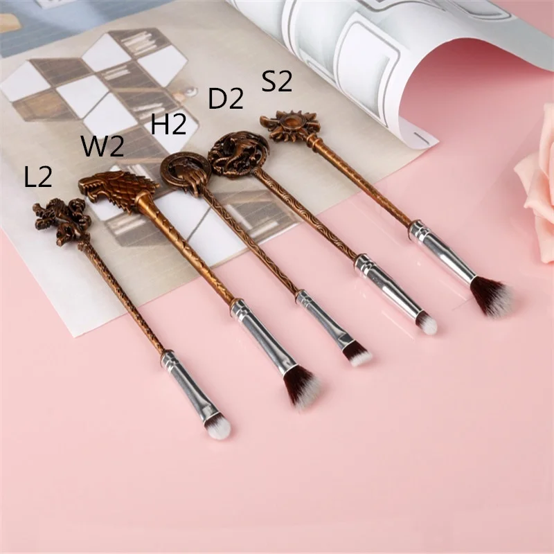 copper red Wonder Woman Makeup Brushes Sets professional Beauty Make up Brush 5pcs/set(with bags - Цвет: copper red
