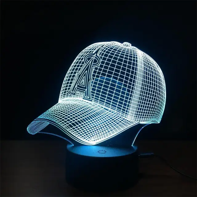 US $11.78 Baseball Team A Cap 3D Light Hiphop Hat Nightlight LED Desk Table Lamp for Kids Sleeping Light Ligh