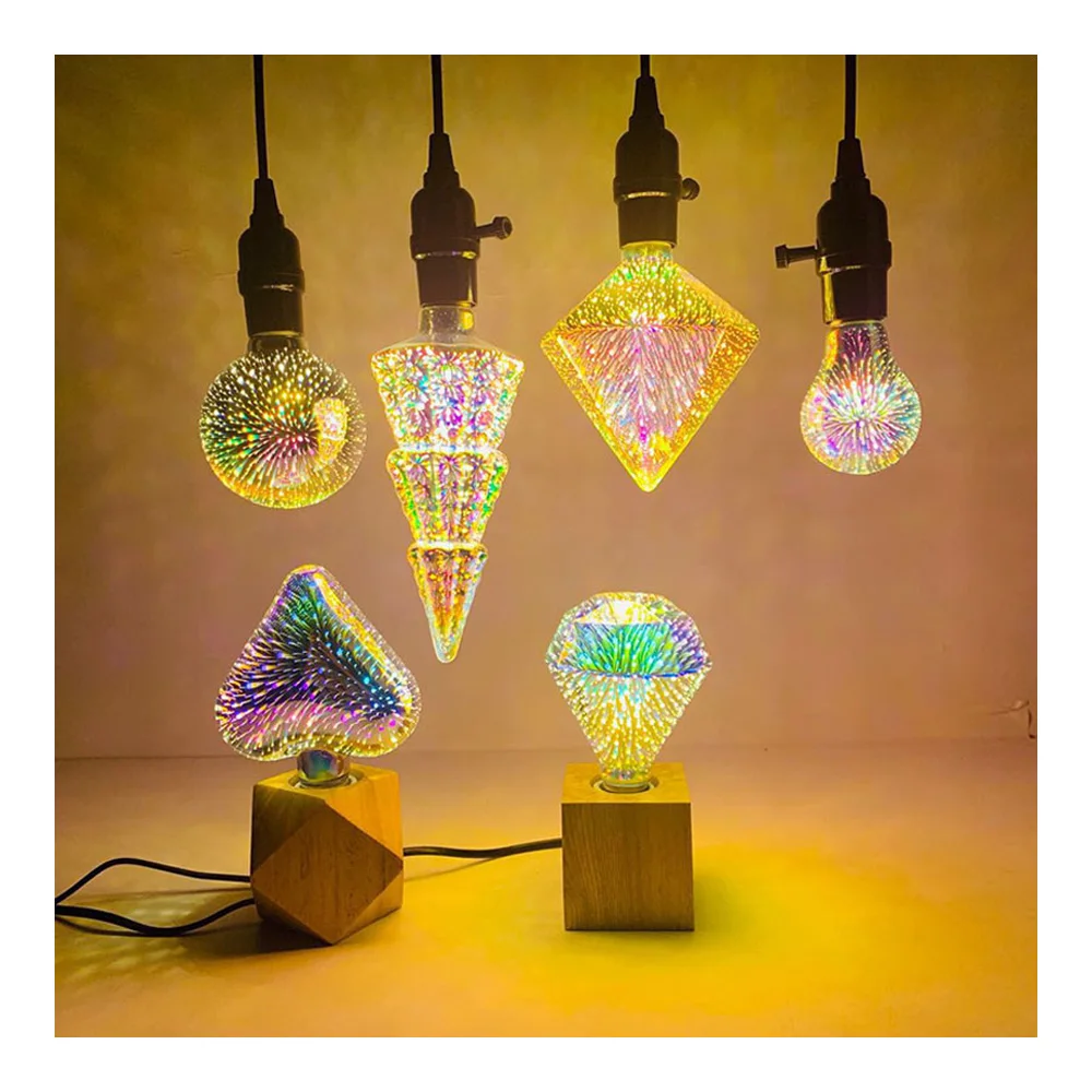 3D Firework LED Light Night Lamp E27 Vintage Edison Bulb Christmas Party Decor 