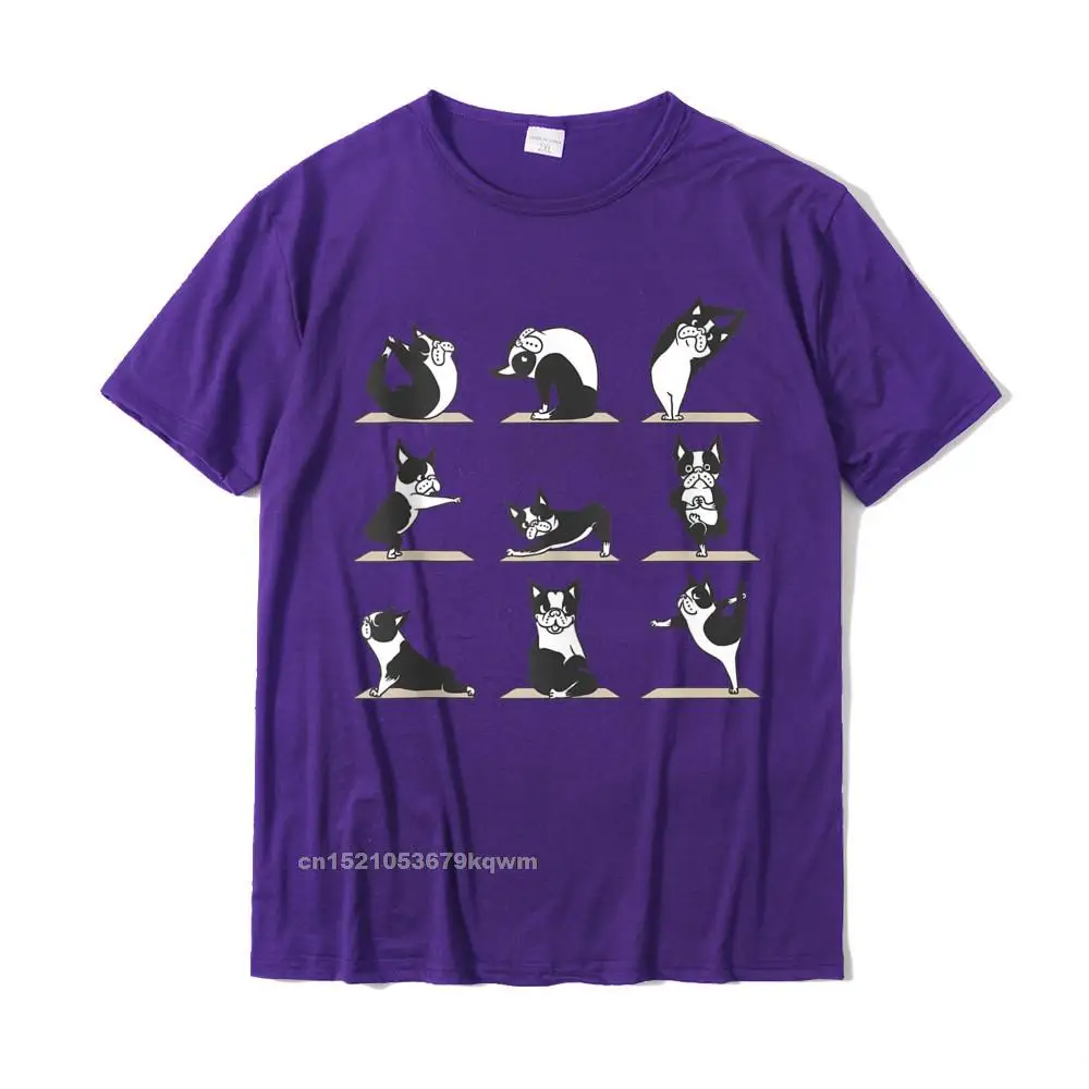 Street Boston Terriers Yoga Tank Top__3671 Men T-Shirt Popular NEW YEAR DAY Short Sleeve O-Neck All Cotton T Shirt Top T-shirts Boston Terriers Yoga Tank Top__3671 purple